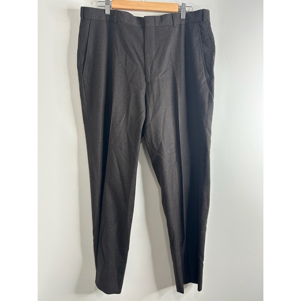Brooks Brothers Mens 100% Wool Dress Pants Flat Front Charcoal Brown‎ 36x30 USA